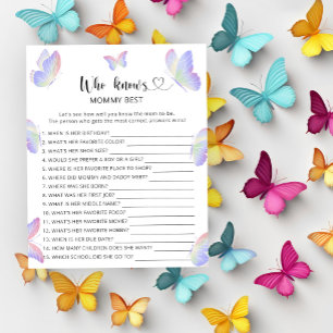 Papier Baby shower de papillons, qui connaît maman mieux
