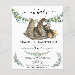 Papier Baby Shower de Paresseux Eucalyptus Aquarelle