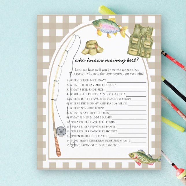 Papier Baby shower de pêche - Qui connaît maman mieux (Créateur téléchargé)