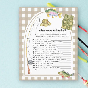 Papier Baby shower de pêche - Qui connaît papa meilleur j
