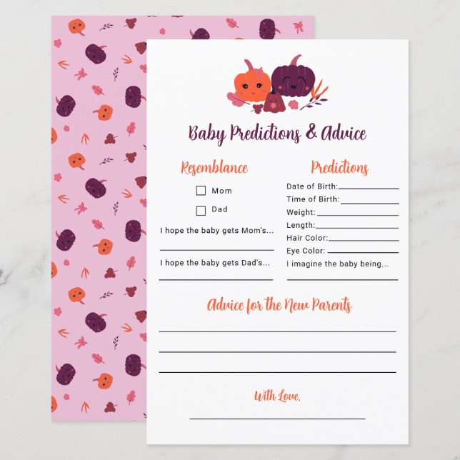 Papier Baby shower de petites prévisions et conseils Citr (Devant / Derrière)