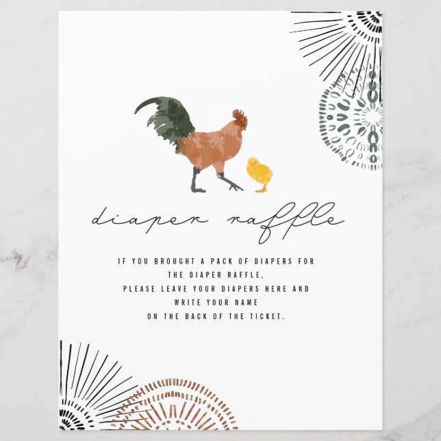 Papier Baby shower de poulets Raffin de couche (Devant)