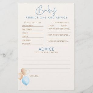 Papier Baby shower de prédictions et conseils pour bébés 