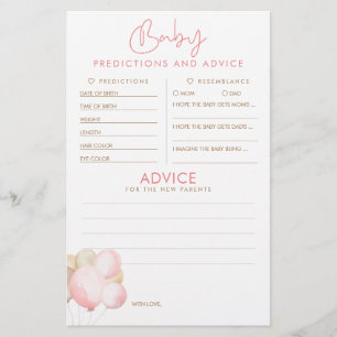 Papier Baby shower de prédictions et conseils pour bébés 