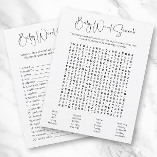 Papier Baby shower de recherche de mots double face Jeu