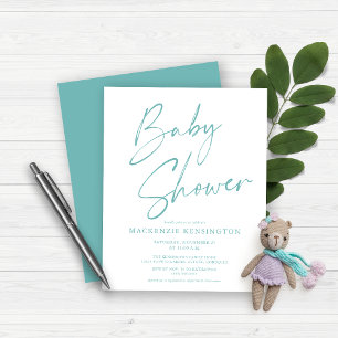 Papier Baby shower de script manuscrit bleu Turquoise Bud