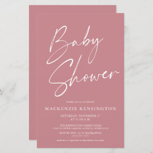 Papier Baby shower de script simple pour Rose Dusty