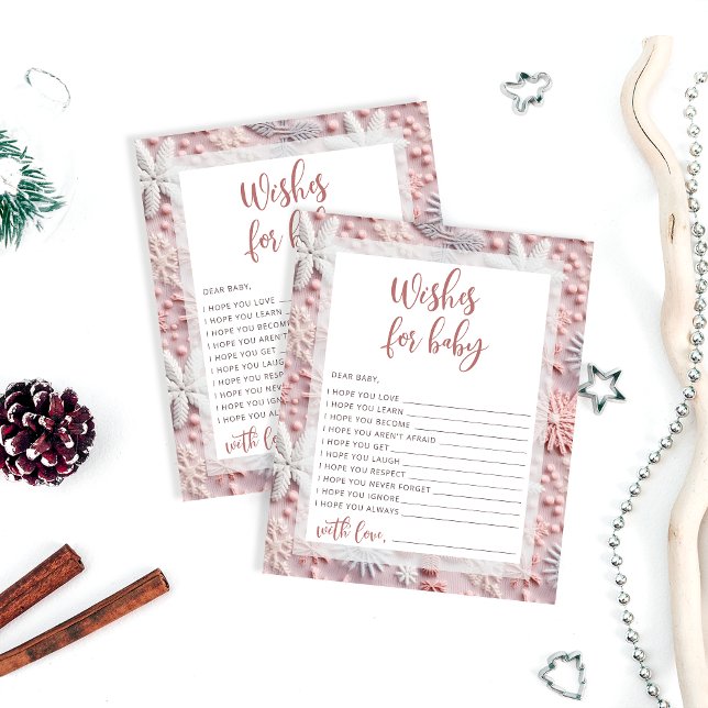 Papier Baby shower de Snowflakes roses Voeux pour la cart (Créateur téléchargé)