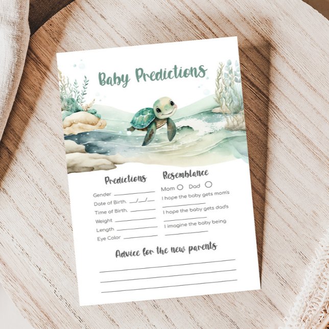 Papier Baby shower de tortue de mer Jeu de prédictions de (Sea Turtle Baby Shower Game)