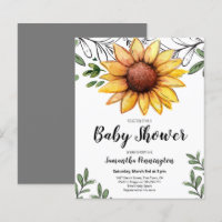 Baby shower de tournesol d'aquarelle Invitation bu