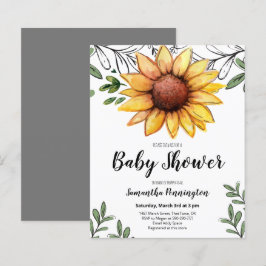 Papier Baby shower de tournesol d'aquarelle Invitation bu