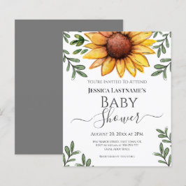 Papier Baby shower de tournesol d'aquarelle Invitation bu