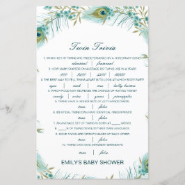Papier Baby shower de Trivia Twin pour bébé modifiable av
