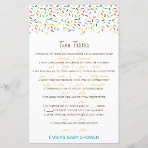 Papier Baby shower de Trivia Twin pour bébé modifiable av