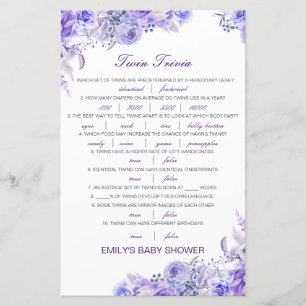 Papier Baby shower de Trivia Twin pour bébé modifiable av