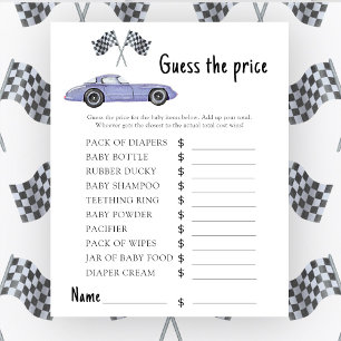 Papier Baby shower de voiture de course Devinez le prix!