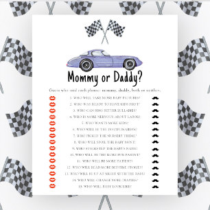 Papier Baby shower de voiture de course - jeu maman ou pa