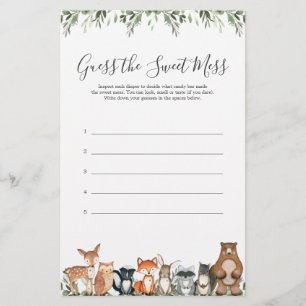 Papier Baby Shower des Animaux de la Forêt Devinez le Dou