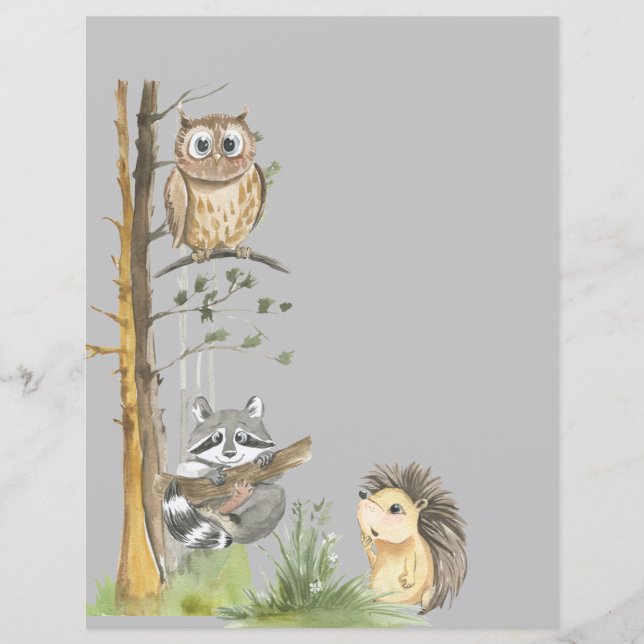 Papier Baby shower des animaux des bois (Devant)