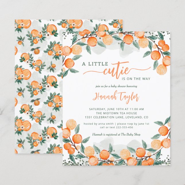 Papier Baby shower d'été Budget Little Cutie Invitation (Devant / Derrière)