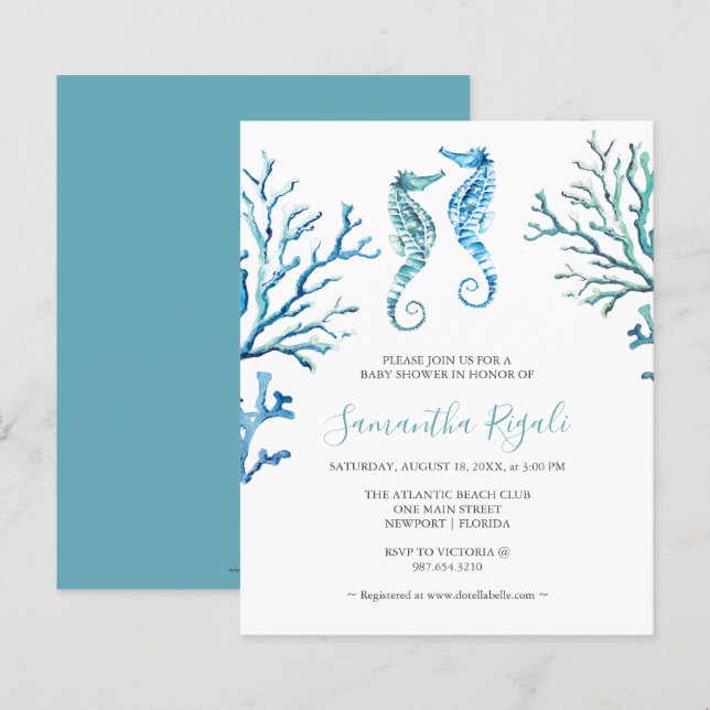 Papier Baby shower d'été de l'aquarelle budgétaire (Devant / Derrière)