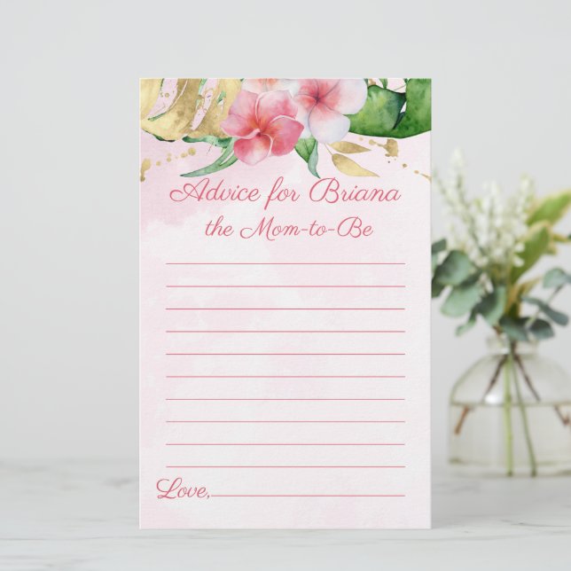 Papier Baby shower d'été tropical moderne Conseils (Debout devant)