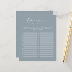 Papier Baby shower devine le nom moderne bleu poussiéreux