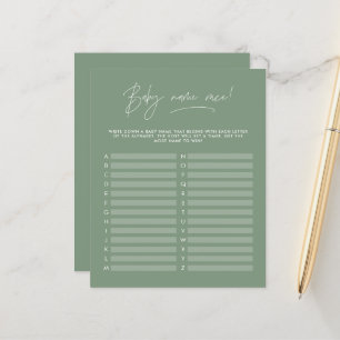 Papier Baby shower devinez le nom moderne sauge vert