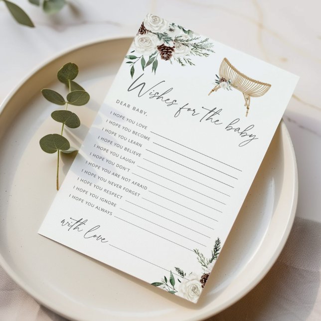 Papier Baby shower d'hiver boho nursery souhaits pour béb (Créateur téléchargé)