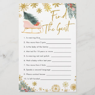 Papier Baby shower D'Hiver Rose Sleigh Trouvez L'Invité
