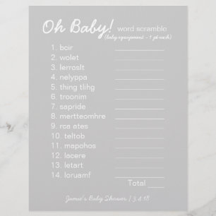 Papier Baby shower do-it-yourself - Jeu Word Scramble - g