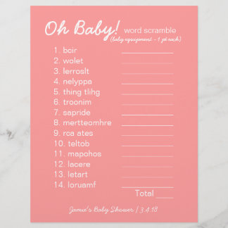 Papier Baby shower do-it-yourself - Jeu Word Scramble - r