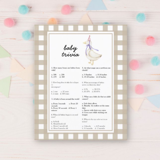 Papier Baby shower d'oie bête - Jeu d'essais pour bébés (Créateur téléchargé)