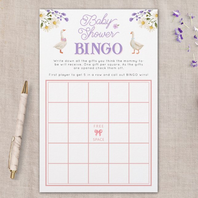 Papier Baby shower d'oies fleurs sauvages Jeu de Bingo (Créateur téléchargé)