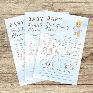 Papier Baby shower d'ours bleu mou Prédictions et conseil