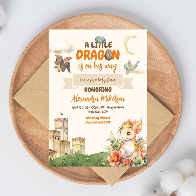 Papier Baby shower Dragon d'aquarelle budgétaire (Créateur téléchargé)