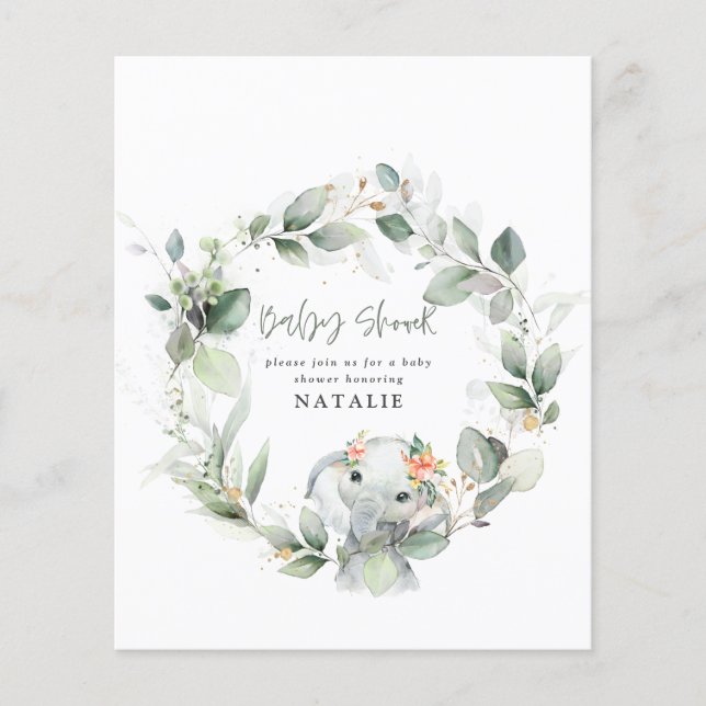 Papier BABY SHOWER du feuillage d'aquarelle d'eucalyptus  (Devant)