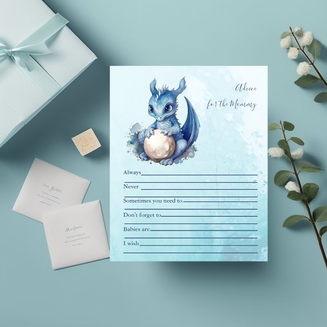 Papier Baby Shower Eau-Forte Bleu Mignon Dragon (Créateur téléchargé)