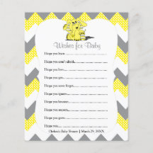 Baby shower Eléphant Chevron Jaune - Voeux
