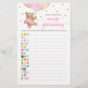Papier Baby shower Emoji Pictionary Jeu Teddy Bear Thème
