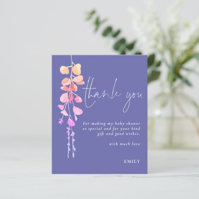 Papier Baby shower Eucalyptus Budget Merci (Debout devant)