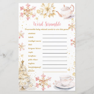 Papier Baby Shower Fête de Thé d'Hiver Rose Mélange de Mo