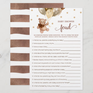 Papier Baby shower Feud Jeu Brown Et Or Ours Teddy