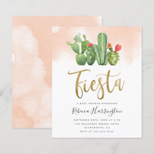 Papier Baby shower Fiesta Cactus à aquarelle bleu budget