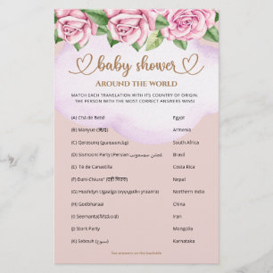 Papier Baby shower fille ours en peluche autour du monde