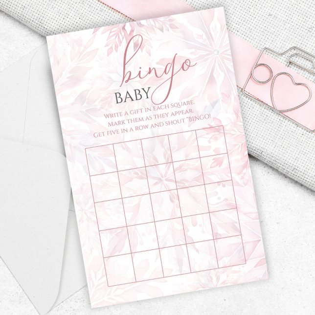 Papier Baby shower Fille Pink Snowflake Jeu de Bingo (Créateur téléchargé)