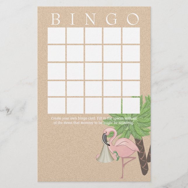 Papier Baby shower Flamant rose Bingo Card (Devant)