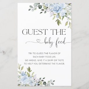 Papier Baby-Shower Fleur Bleue - Jeu Devine la Nourriture
