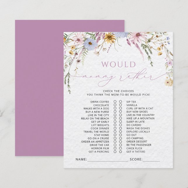 Papier Baby shower fleur sauvage (Devant / Derrière)