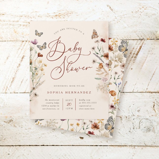 Papier Baby shower Fleur sauvage Boho budget (Créateur téléchargé)